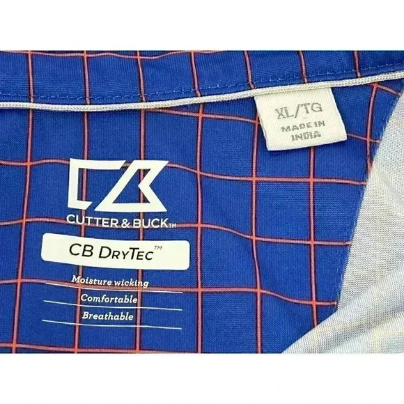 Cutter & Buck CB DryTec Mens Polo Golf Shirt XL Sapphire Blue Orange Custom Embr - Picture 5 of 10